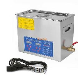 6L QT DIGITAL HEATED INDUSTRIAL ULTRASONIC PARTS CLEANER Stainless Steel 380W CE