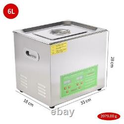 6L Stainless Steel Ultrasonic Cleaner Heater Heated Cleaning Machine with Timer