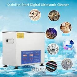 6L Stainless Ultrasonic Cleaner Machine Bath Tank Digital Timer Heated Cleaning