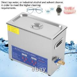 6L Stainless Ultrasonic Cleaner Machine Bath Tank Digital Timer Heated Cleaning