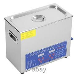 6L Stainless Ultrasonic Cleaner Machine Bath Tank Digital Timer Heated Cleaning