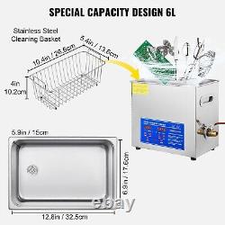 6L Ultrasonic Cleaner Powerful Cleaning Machine with Digital Timer&Heater