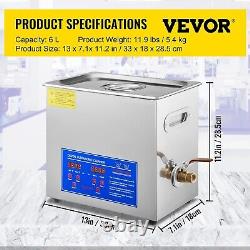 6L Ultrasonic Cleaner Powerful Cleaning Machine with Digital Timer&Heater