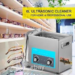 6L Ultrasonic Cleaner Stainless Steel Heater Timer for Jewelry Watch Glasses