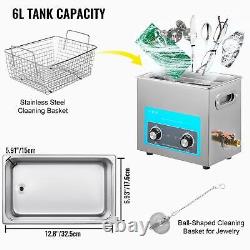 6L Ultrasonic Cleaner Stainless Steel Heater Timer for Jewelry Watch Glasses