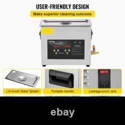 6L Ultrasonic Cleaner with Digital Timer & Heater 400W Heater, 180W Ultrasonic