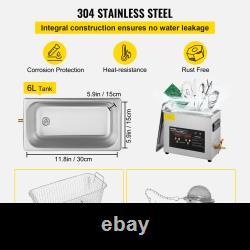 6L Ultrasonic Cleaner with Digital Timer & Heater 400W Heater, 180W Ultrasonic