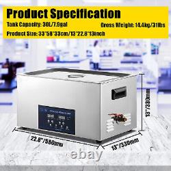 8 Gal Ultrasonic Cleaner Digital Timer Heater Degas Temp Dual Frequency 28/40Khz