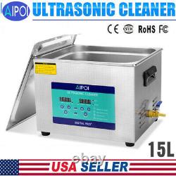 AIPOI 15L Industry Ultrasonic Cleaner Cleaning Equipment with Timer Heater
