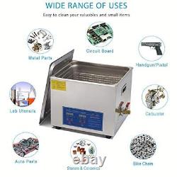 AZUIZUIF 15L/3.9gallon Industrial Ultrasonic Cleaner with Digital Timer&Heate