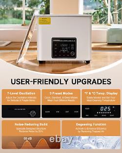 CREWORKS 10L Digital Ultrasonic Cleaner for Home w Degas Mode 300W Heater Timer