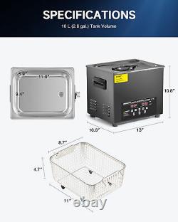 CREWORKS 10L Ultrasonic Cleaner Titanium Steel Industry Heated Heater with Timer