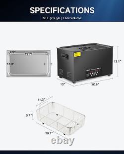 CREWORKS 30L Digital Sonic Cleaning Equipment with Timer Heater and Dual Mode