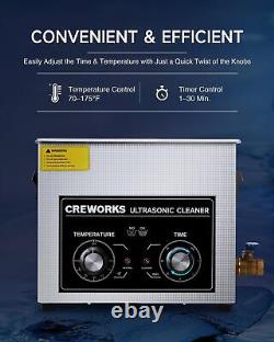 CREWORKS 6.5L Ultrasonic Cleaner with Knob, 1.7 gal 120W Professional Industr