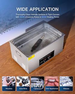 CREWORKS 60W Ultrasonic Cleaner w Heater Timer 22L Tank for Jewelry Glasses Part