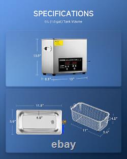 CREWORKS 6L Stainless Steel Ultrasonic Cleaner Industry Heated with Digital Timer