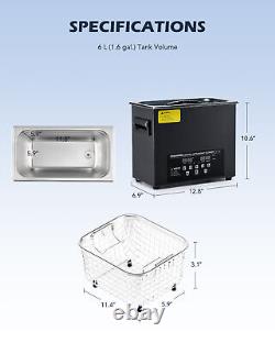 CREWORKS 6L Titanium Steel Ultrasonic Cleaner Industry Heated with Digital Timer