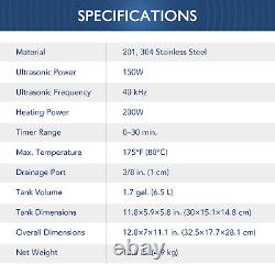 CREWORKS 6L Ultrasonic Cleaner Stainless Steel Industry Heated Heater withTimer