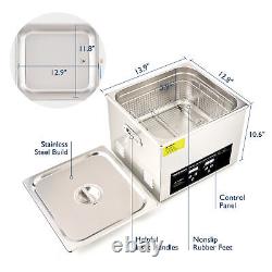 CREWORKS Industry Ultrasonic Cleaner 15L Stainless Steel 600W Heated withTimer