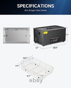 CREWORKS Ultrasonic Cleaner Titanium Steel 22L Industry Heated Heater With Timer