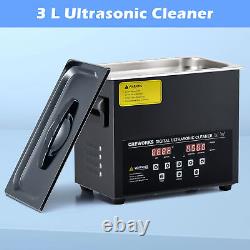 CREWORKS Ultrasonic Cleaner Titanium Steel 3L Industry Heated Heater With Timer