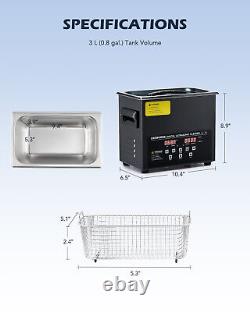 CREWORKS Ultrasonic Cleaner Titanium Steel 3L Industry Heated Heater With Timer