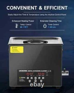 CREWORKS Ultrasonic Cleaning Machine with Heater, Timer, and Dual Mode 10L