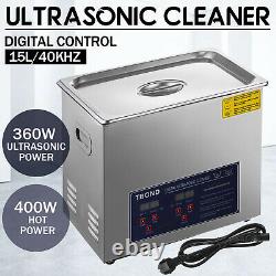 Commercial 15L Ultrasonic Cleaner Cleaning Machine Industry Heated with Timer