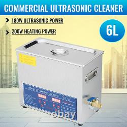 Commercial 6L Ultrasonic Cleaner Industry Heated Heater withTimer Jewelry Glasses