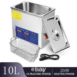 Digital Ultrasonic Cleaner 10 Litre Stainless Steel Machine Heated Timer