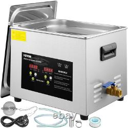 Digital Ultrasonic Cleaner Heater Timer 600W 40KHz Jewelry Eyeglasses 15L USA