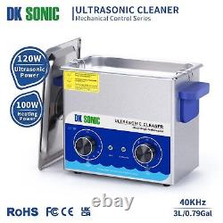 Dk sonic ultrasonic cleaner with heater and basket for denture, coins, small