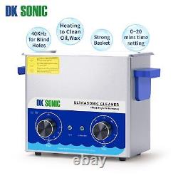 Dk sonic ultrasonic cleaner with heater and basket for denture, coins, small