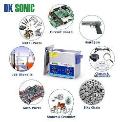 Dk sonic ultrasonic cleaner with heater and basket for denture, coins, small