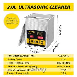 EIWEI Ultrasonic Cleaner Bath 2L 120W Degas Digital Display With Heating Timer