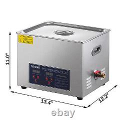 Industry Ultrasonic Cleaner 15L New Stainless Steel Heated Heater withTimer