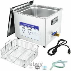 Industry Ultrasonic Cleaner Heated Heater Stainless Steel 15L Liter withTimer US