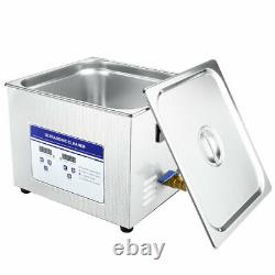 Industry Ultrasonic Cleaner Heated Heater Stainless Steel 15L Liter withTimer US