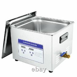 Industry Ultrasonic Cleaner Heated Heater Stainless Steel 15L Liter withTimer US