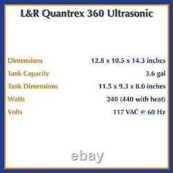 L&R Quantrex 360 Ultrasonic Cleaner Choose Option With Heat or Without Heat