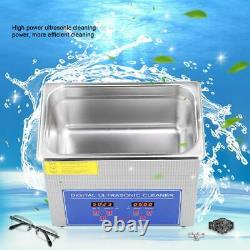 New 10L Ultrasonic Cleaner Stainless Steel Industry Heated Heater with Timer USA