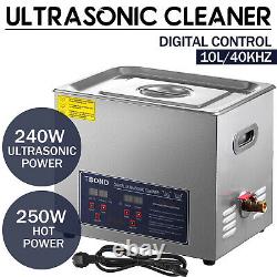 New 10L Ultrasonic Cleaner Stainless Steel Industry Heated Heater withTimer