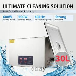 New 30L Ultrasonic Cleaner 304 Stainless Steel Industry Heated Heater withTimer