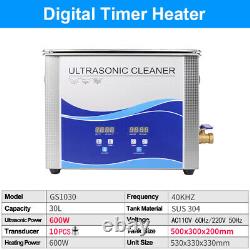 New 600W 30L Ultrasonic Cleaner Stainless Steel Industry Heated Heater withTimer