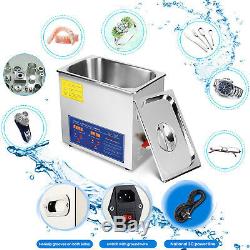 New Stainless Steel 10L Liter Industry Heated Ultrasonic Cleaner Heater Timer #