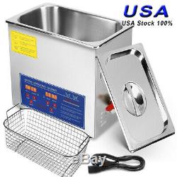 New Stainless Steel 10L Liter Industry Heated Ultrasonic Cleaner Heater withTimer