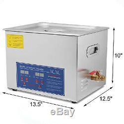 New Stainless Steel 15 L Liter Industry Heated Ultrasonic Cleaner Heater withTimer