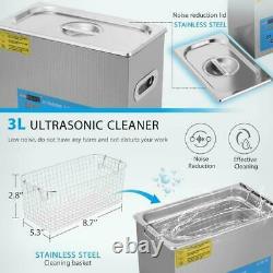 New Stainless Steel 3 L Liter Industry Heated Ultrasonic Cleaner Heater withTimer