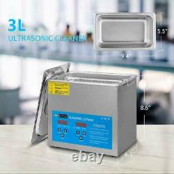 New Stainless Steel 3 L Liter Industry Heated Ultrasonic Cleaner Heater withTimer