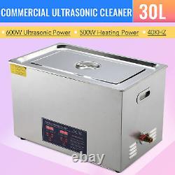 New Stainless Steel 30L Liter Industry Heated Ultrasonic Cleaner Heater withTimer